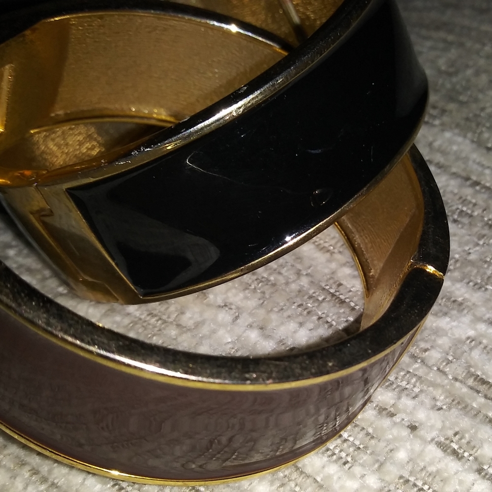 Set Of 2 Magnetic Black/Brown/Gold Bangles